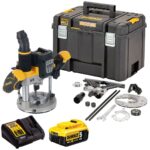 Dewalt DCW620NT 18V XR Brushless 1/2" Plunge Router with 1 x 5.0Ah Battery Charger & Case