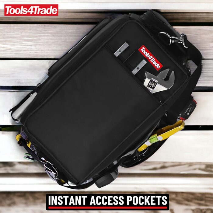 Tools4Trade 20" (50cm) Heavy-Duty Tool Bag with Multi-Pockets & Hard Base - Black - Image 6