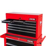 Excel 14 Drawers Tool Chest Storage Roller Cabinet Black and Red - Image 6