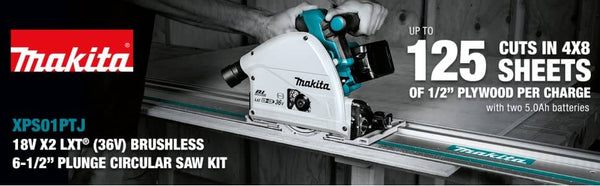 Makita XPS01PTJ 5.0Ah 18V X2 LXT Lithium-Ion (36V) Brushless Cordless 6-1/2" Plunge Circular Saw Kit
