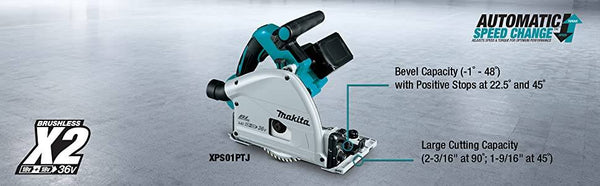Makita XPS01PTJ 5.0Ah 18V X2 LXT Lithium-Ion (36V) Brushless Cordless 6-1/2" Plunge Circular Saw Kit